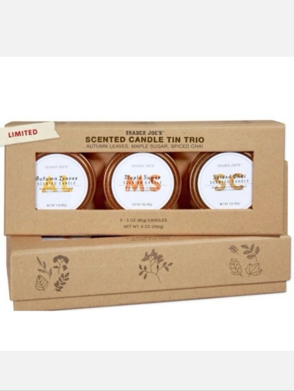 Limited Edition Trader Joes Scented Candle Tin Trio Holiday Autumn Maple Gift